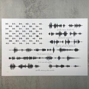 NEW God Bless America Soundwave Flag Wall Art Print 12x18in Black White 1776